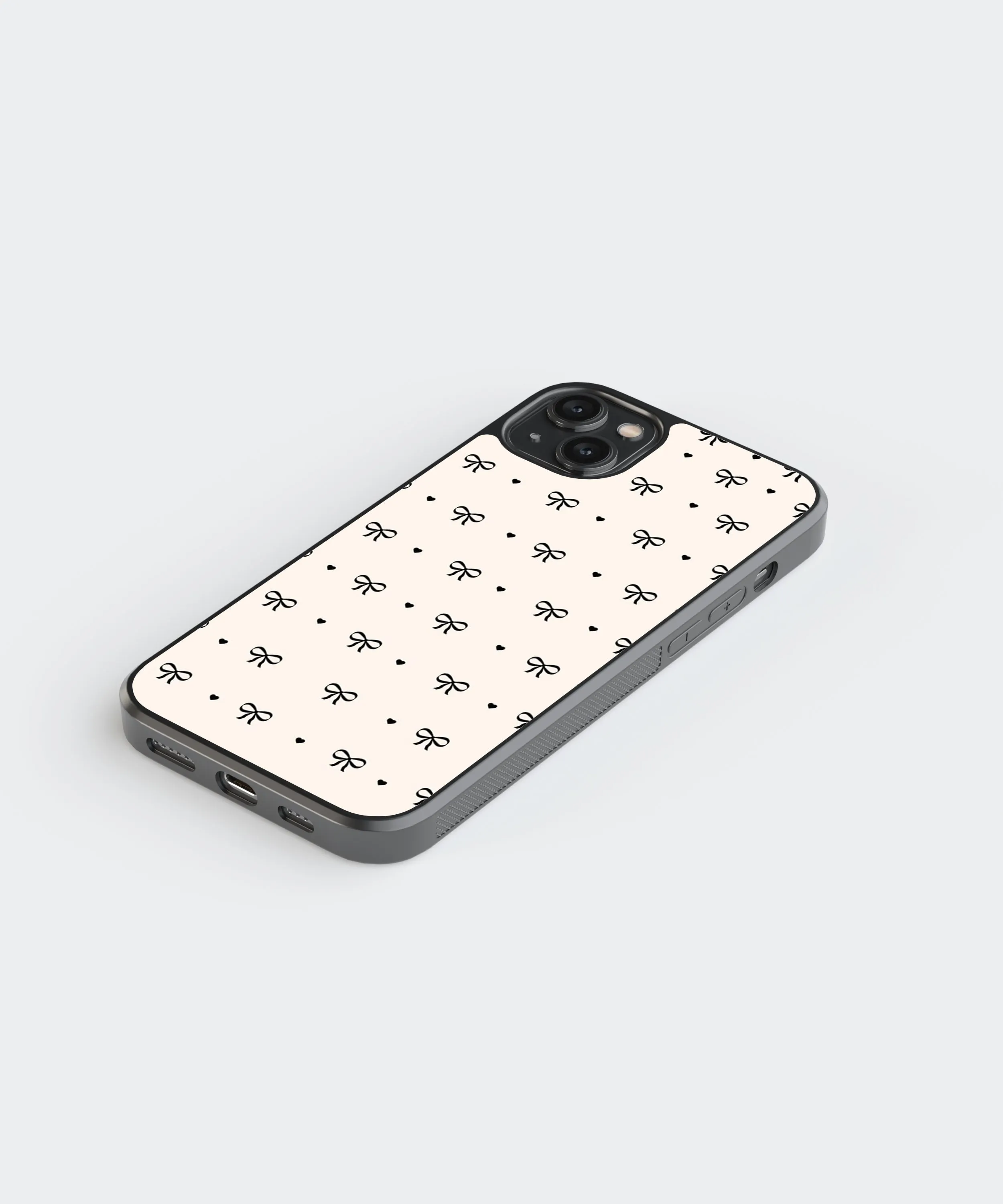 Black Bows Pattern Glass Phone Case Cover
