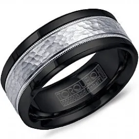 Black Cobalt & Hammered Silver Band