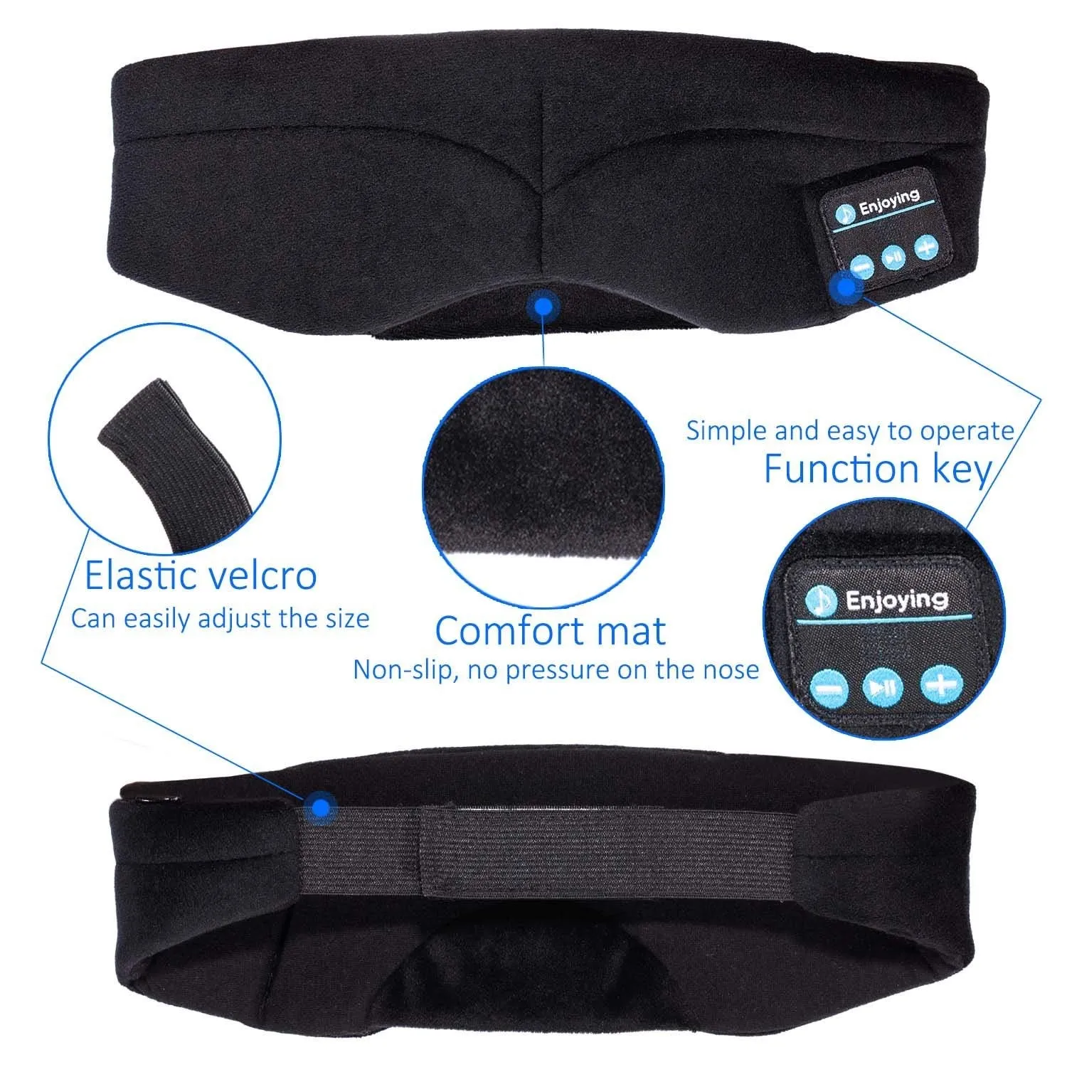Bluetooth Sleep Eye Mask Headphone Blindfold Wireless Music Sleep Eye Cover