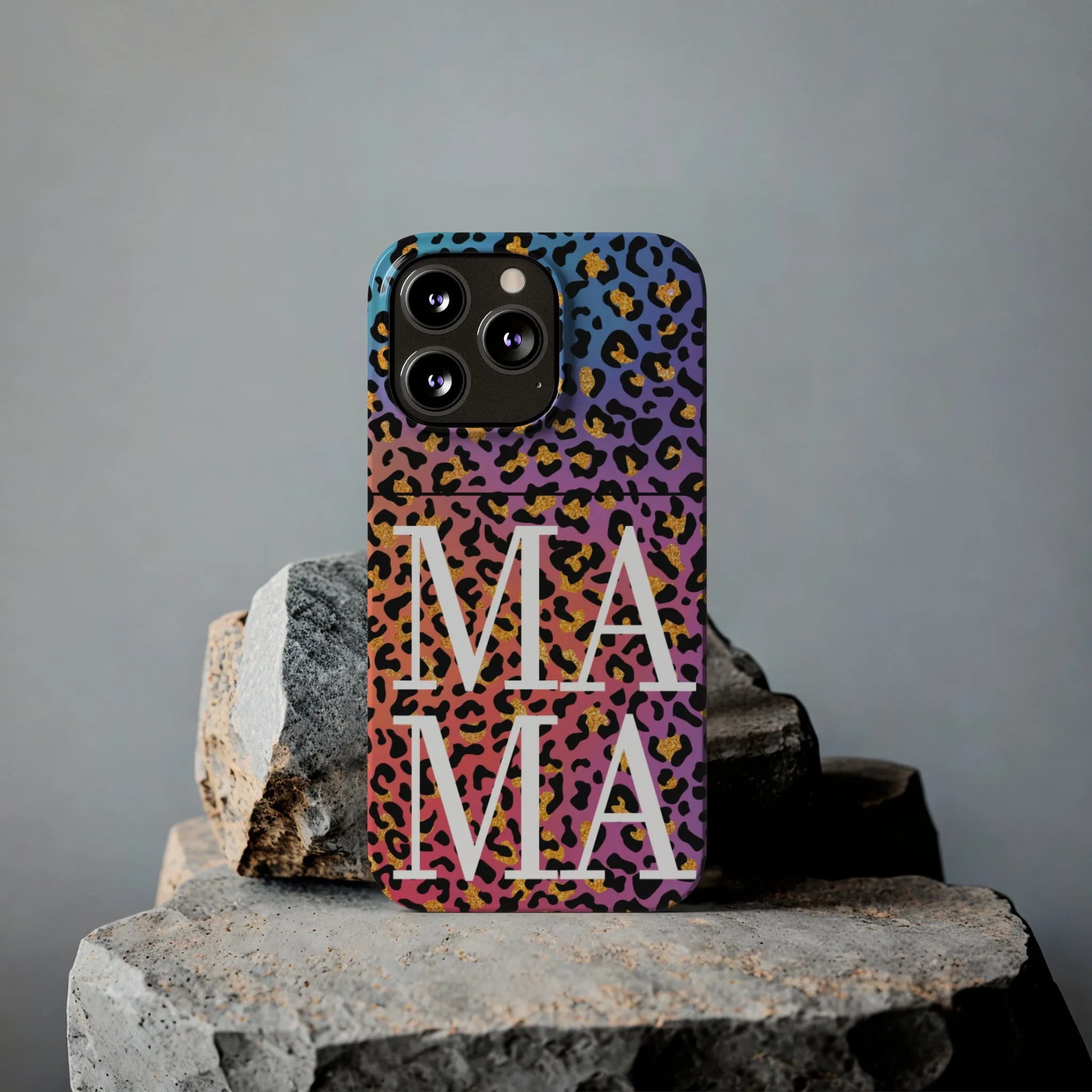 Bright Leopard 'MAMA' iPhone Case - Stylish and Vibrant Protective Cover for Moms