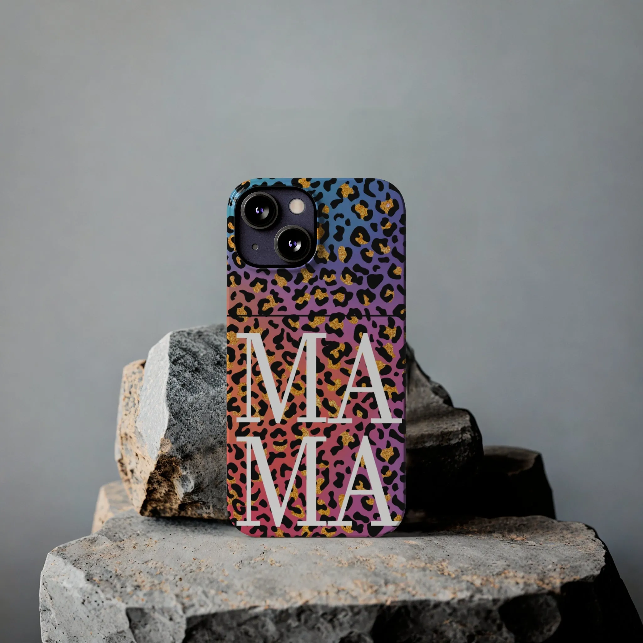 Bright Leopard 'MAMA' iPhone Case - Stylish and Vibrant Protective Cover for Moms