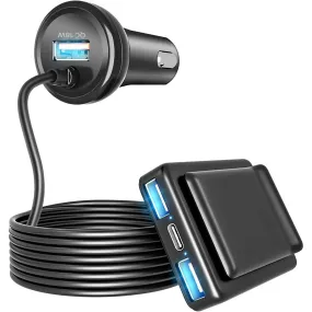 Car Charger 74W QC3.0 PD18W 4 Ports Fast Charging Adapter With