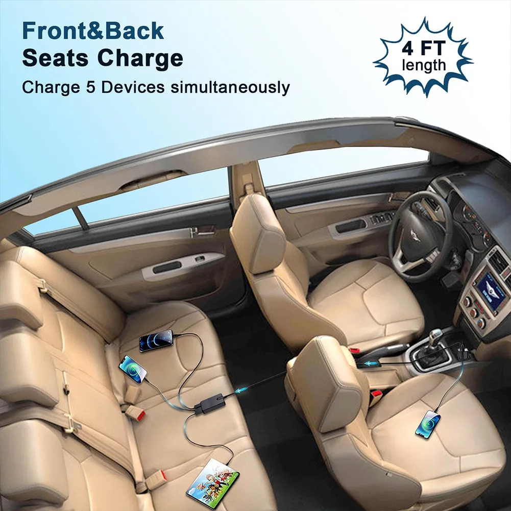 Car Charger 74W QC3.0 PD18W 4 Ports Fast Charging Adapter With