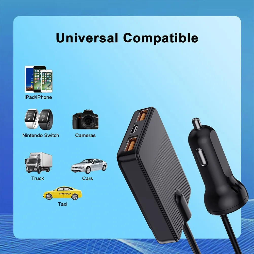 Car Charger 74W QC3.0 PD18W 4 Ports Fast Charging Adapter With