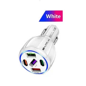 Car Charger 75W 5 Multi Port Car Charger Adapter 3 USB 2 PD Type