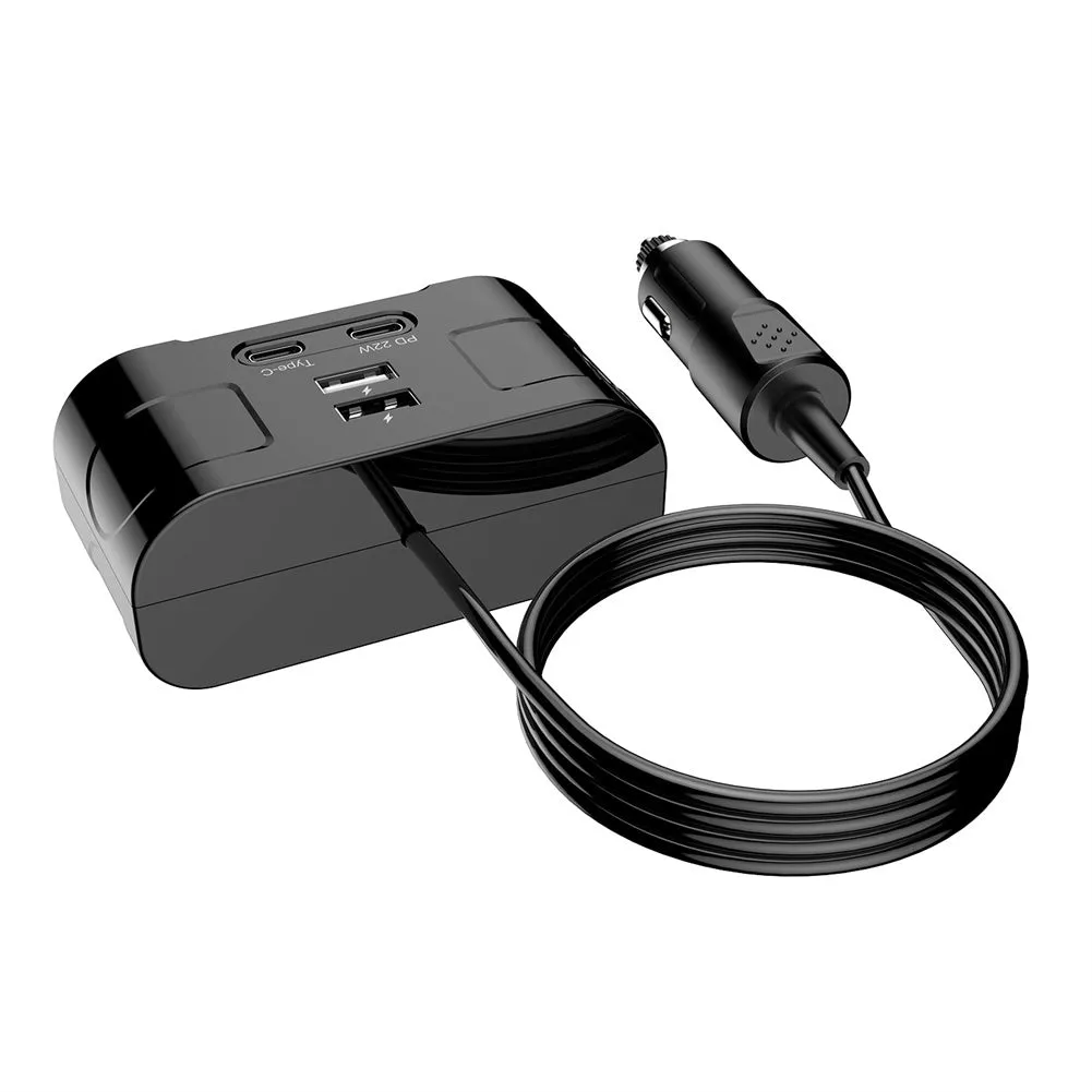 Car Charger Adapter 60W 4 Charging Ports Car Charger QC3.0 Fast