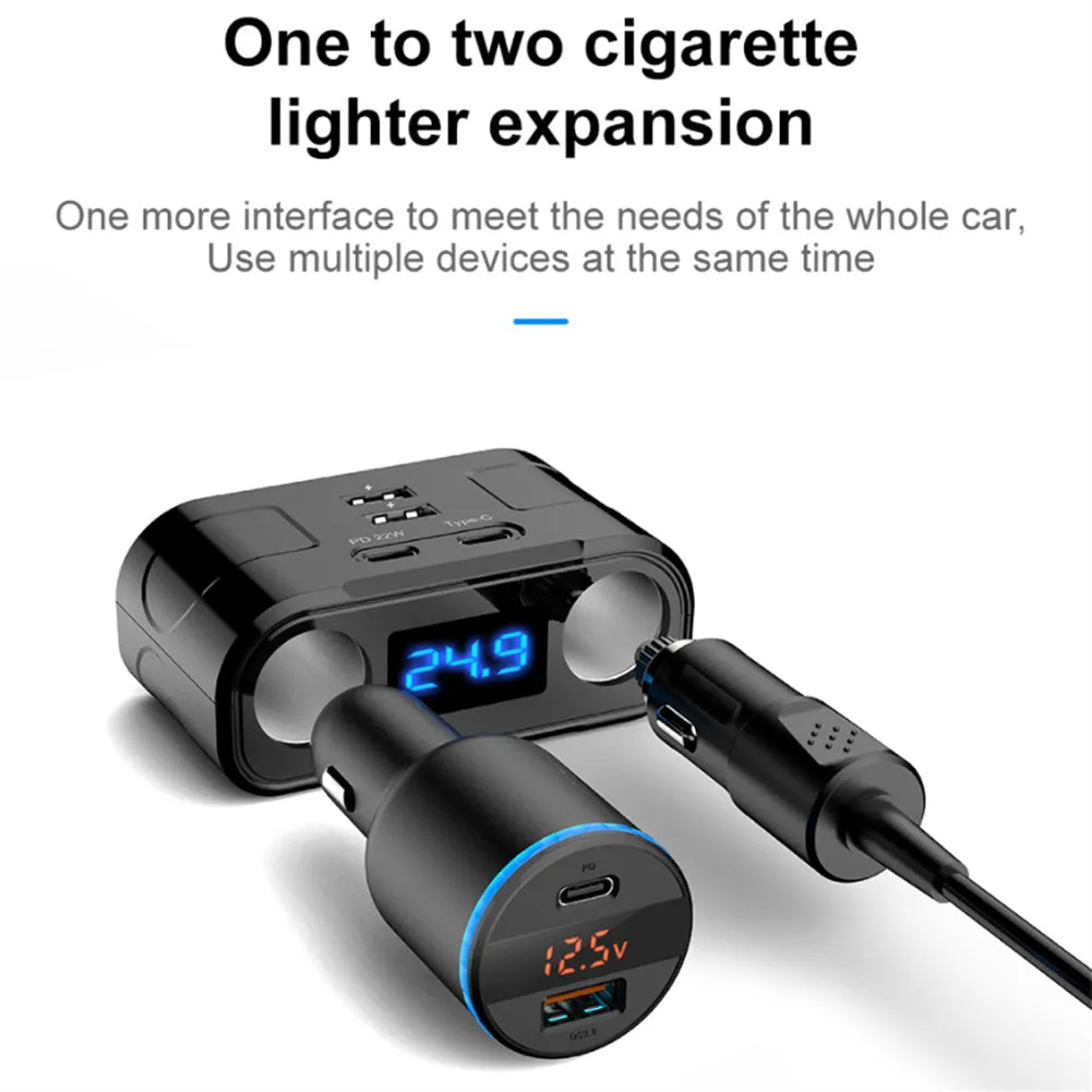 Car Charger Adapter 60W 4 Charging Ports Car Charger QC3.0 Fast