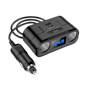 Car Charger Adapter 60W 4 Charging Ports Car Charger QC3.0 Fast