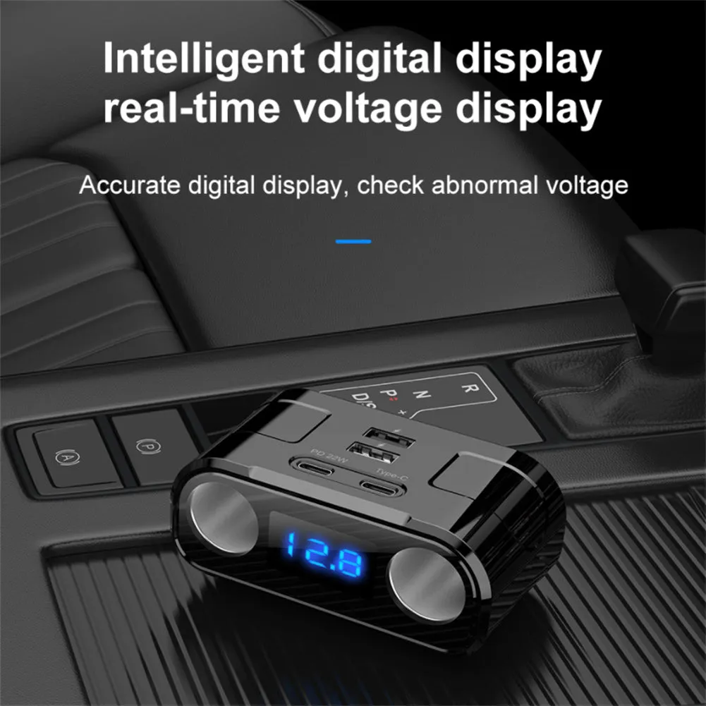 Car Charger Adapter 60W 4 Charging Ports Car Charger QC3.0 Fast