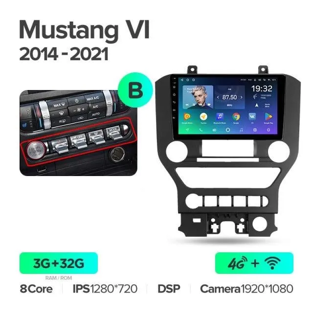 Car Dealz Premium Advanced 4G Data Model 10.2" Android 12.0 For Ford Mustang VI S550 2014 - 2021 In Dash Plus OEM Fascia