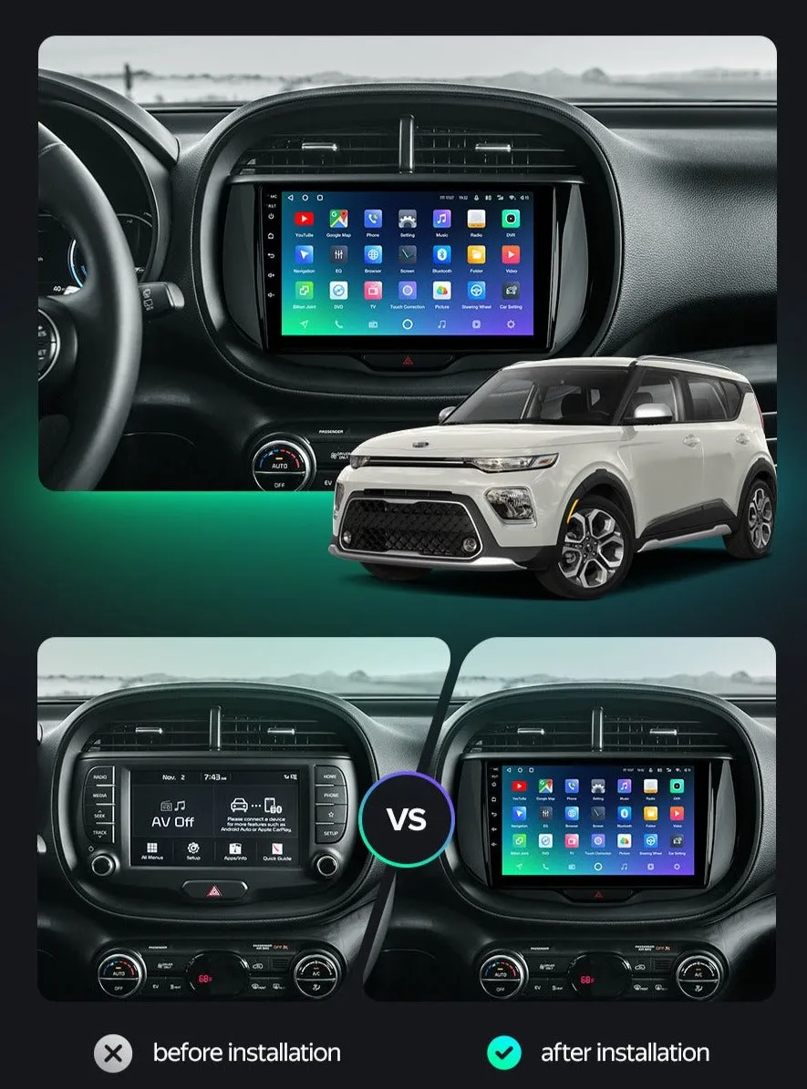 Car Dealz Premium Advanced 4G Data Model 10.2" Android 12.0 For Kia Soul SK3 2019-2020 In Dash Plus OEM Fascia
