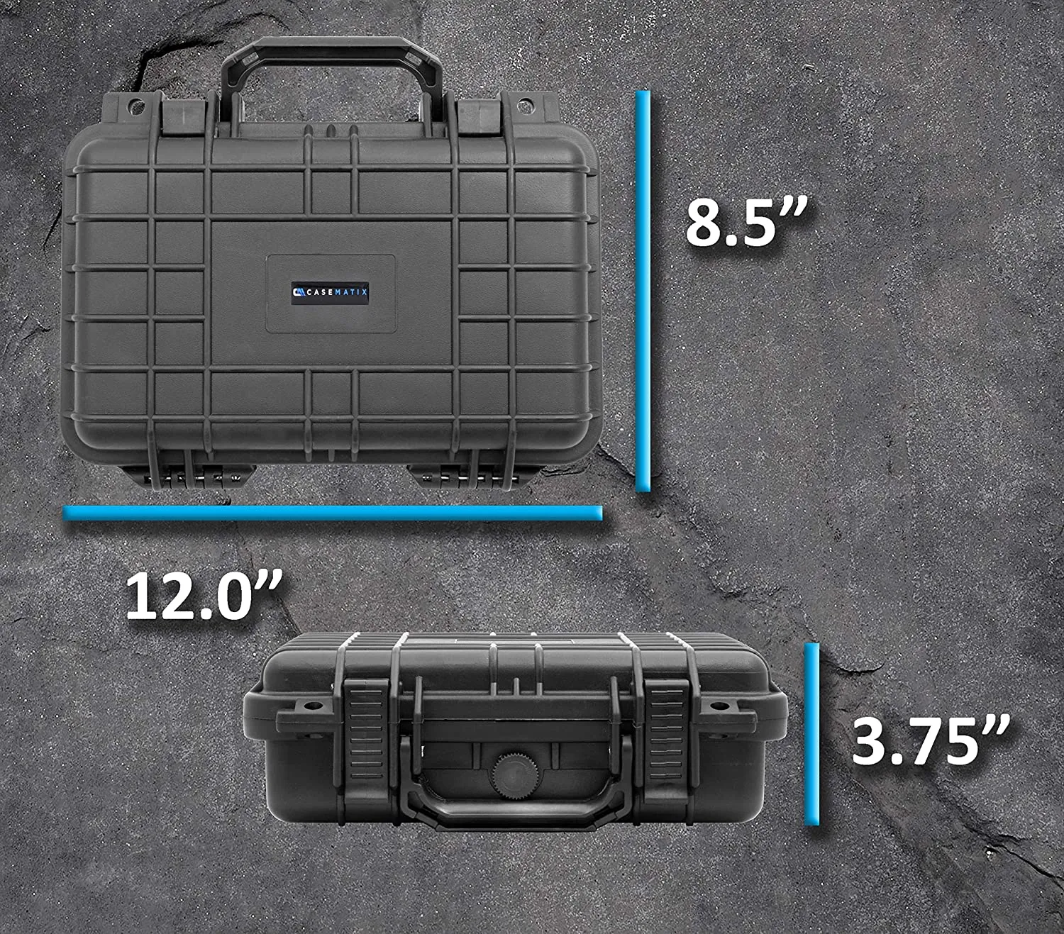 CASEMATIX 12" Hard Gun Case for Pistols - Waterproof & Shockproof Gun Cases for Pistols, Compact 9mm Gun Case for Carrying Handgun and Accessories