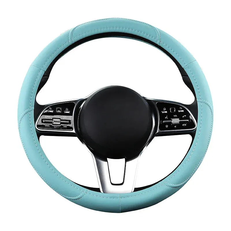 Color Name: Black - Car Anti-Slip Leather Steering wheel Cover