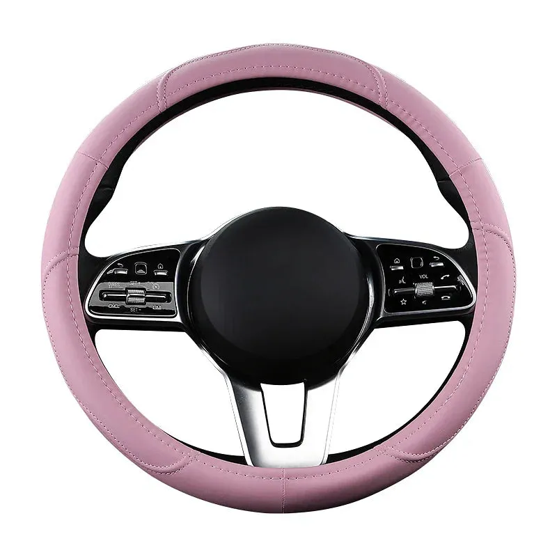 Color Name: Black - Car Anti-Slip Leather Steering wheel Cover