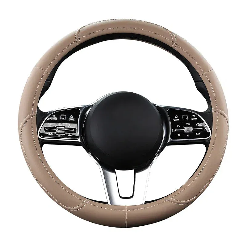Color Name: Black - Car Anti-Slip Leather Steering wheel Cover