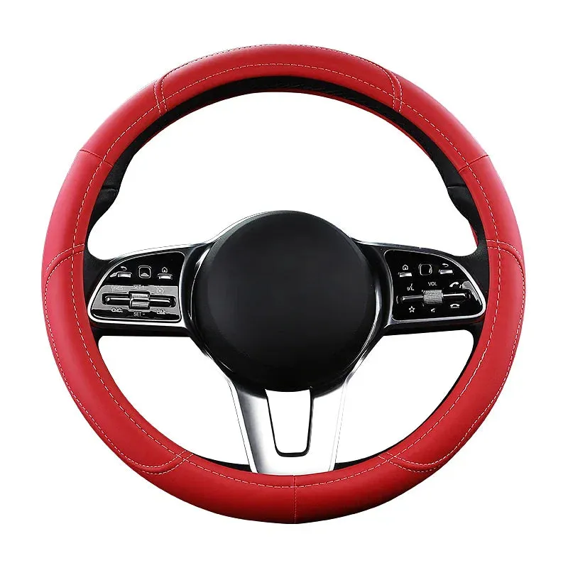 Color Name: Black - Car Anti-Slip Leather Steering wheel Cover