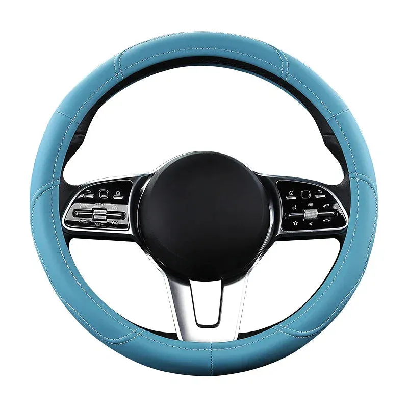 Color Name: Brown - Car Anti-Slip Leather Steering wheel Cover