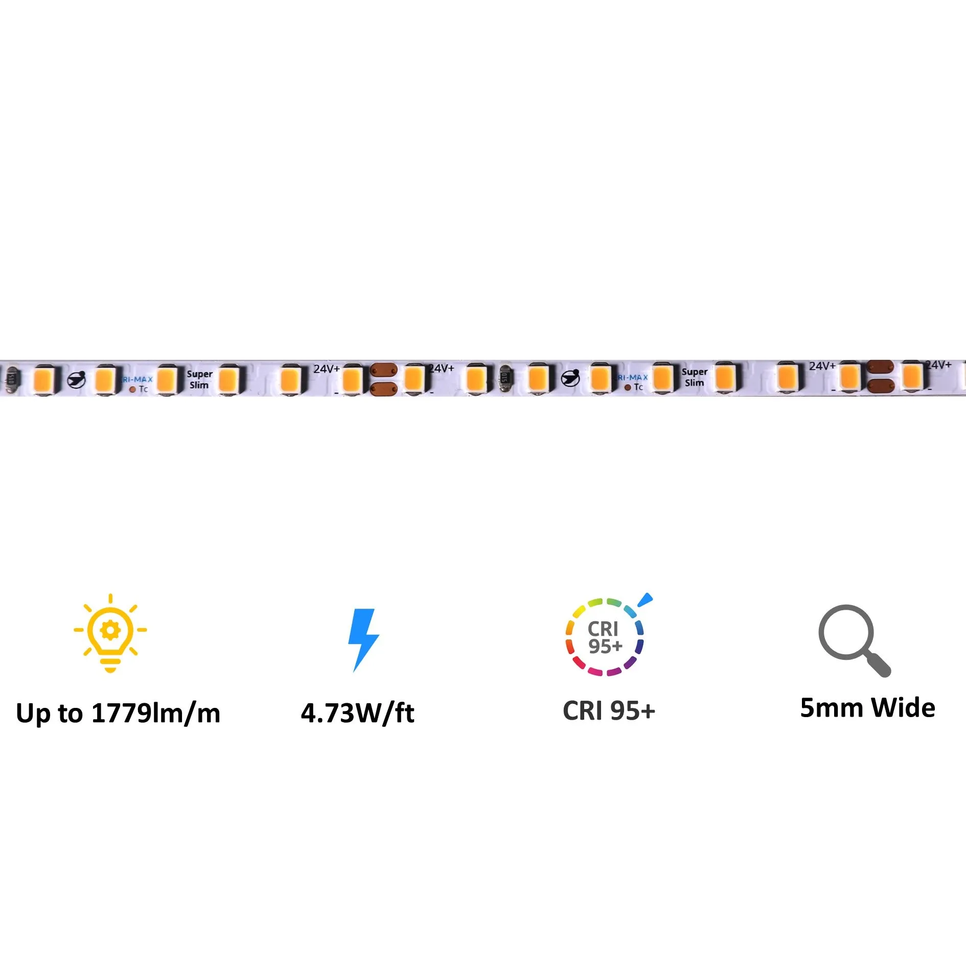 CRI-MAX™ CRI 95  Super Slim 5mm High Brightness LED Flexible Strip 3000K - 128 LEDs/m - 5m/Reel