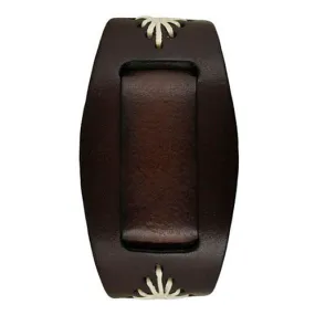 Diamond Stitched Dark Brown Leather Ladies Cuff BBF