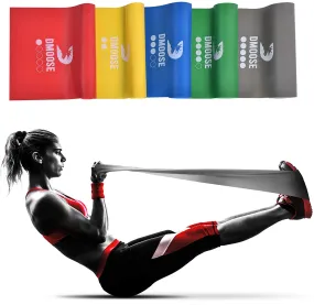 DMoose Fitness Resistance Bands, 78''x 6'', Red, Yellow and blue, 4pieces
