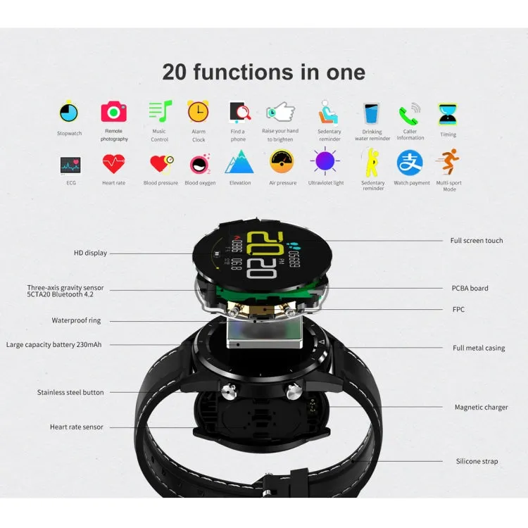 DT28 1.54" IP68 Waterproof Smartwatch with Silicone Strap, Bluetooth 4.2, Call Alerts, Blood Pressure Monitoring & Payment Features