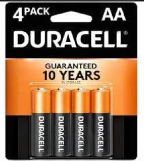 Duracell AA Battery 4 Pack - are crafted and infused with triple corrosion protection for battery power you can count on. Duracell AA Batteries provide long-lasting power to your everyday devices - 04133300102