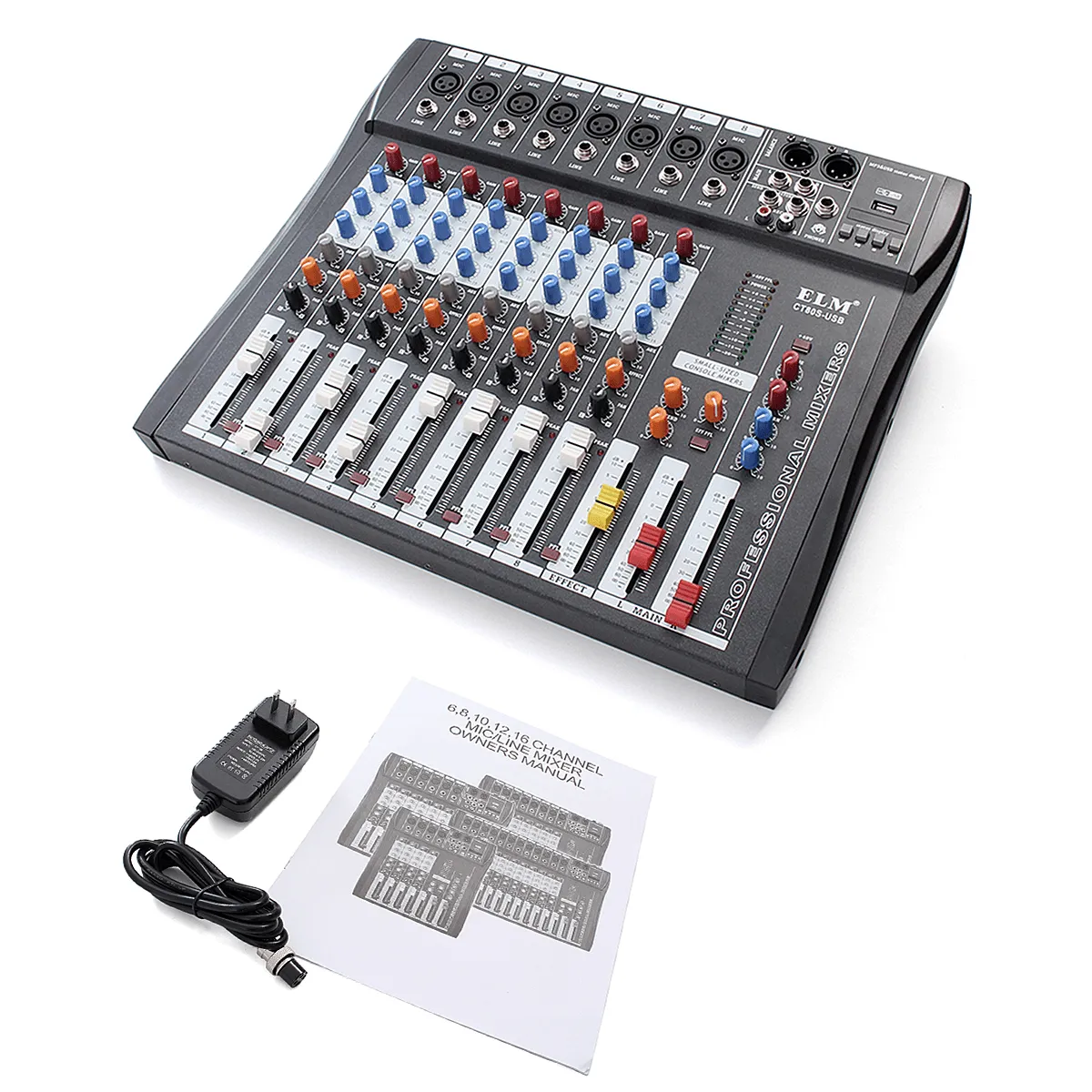 EL M CT80S 8 Channel Live Studio 48V Phantom Audio Mixer Mixing Console for DJ KTV Karaoke