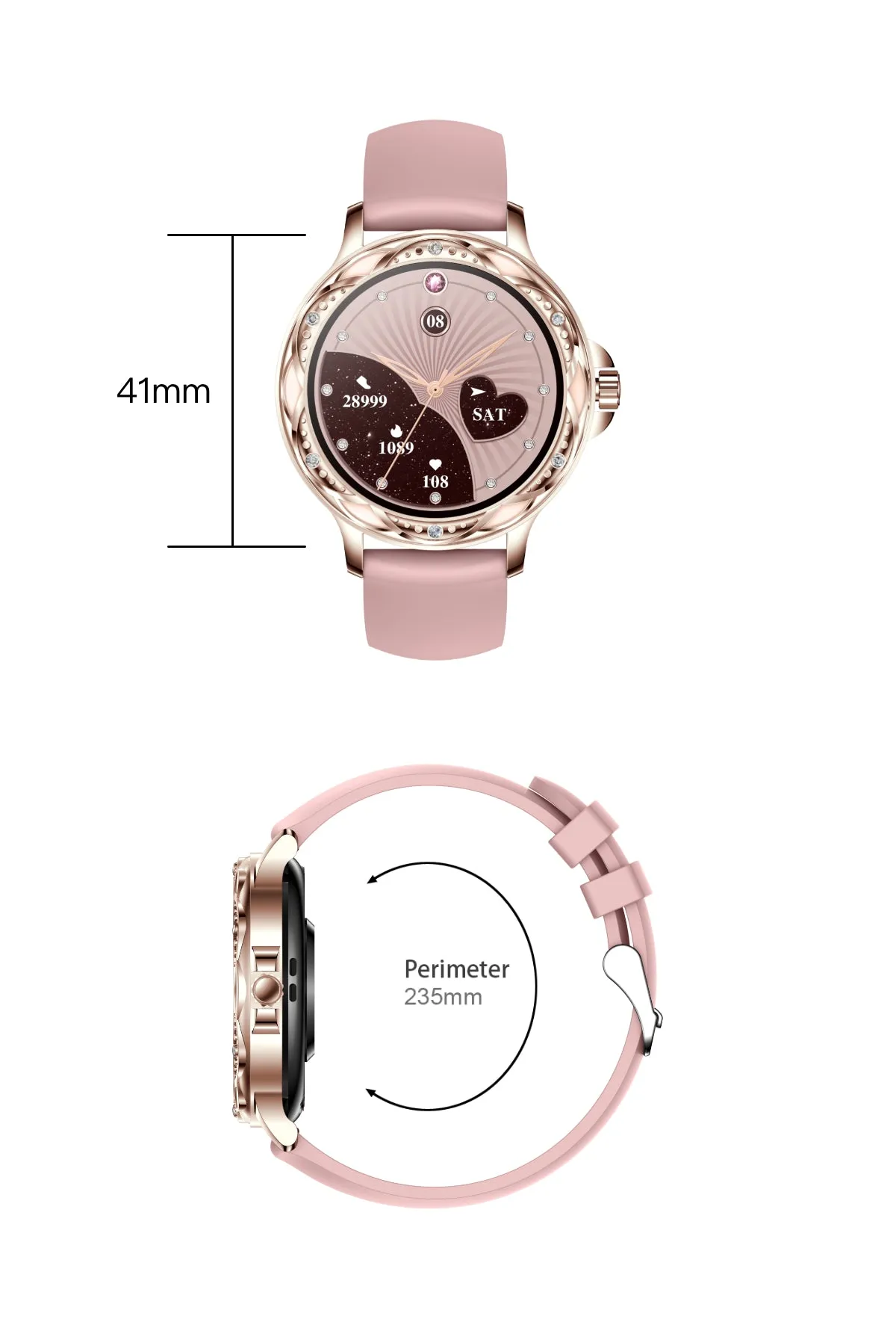 Fashionable Smart Watch for Women with Steel and Silicone Straps, Health Monitoring, and Menstrual Cycle Tracking