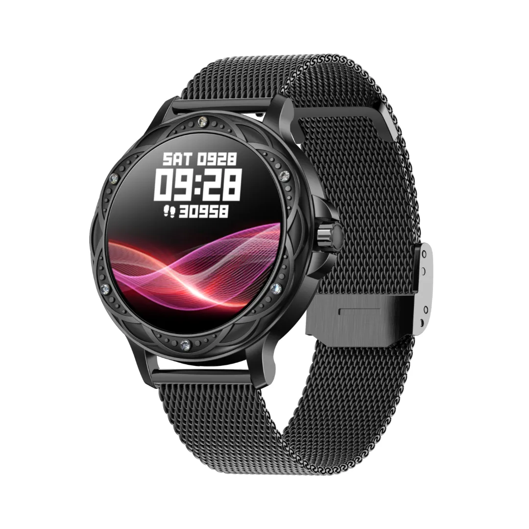 Fashionable Smart Watch for Women with Steel and Silicone Straps, Health Monitoring, and Menstrual Cycle Tracking