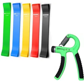 Fitness Combo Pack of Loop Bands Set of 5 & Hand Gripper for Workout
