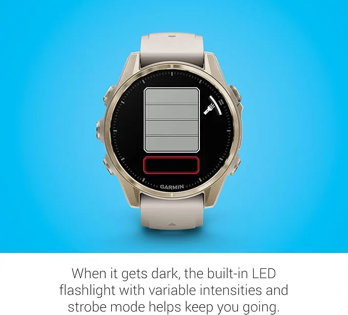 Garmin fēnix 8 Unisex Soft Gold with Dark Sandstone Band Amoled Sapphire Long-Lasting Battery Life Dive-Rated Built-in LED Flashlight 43 Millimeters Premium Multisport GPS Smartwatch - 010-02903-10