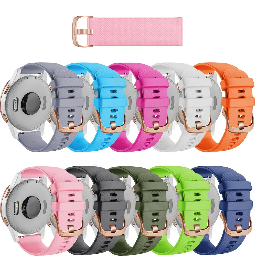 Garmin Vivoactive 3 compatible Silicone Watch Straps with Rose Gold Buckles