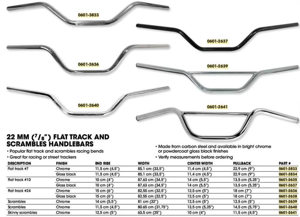 Handlebars 7/8 in. (22mm) Dirt Track - Gloss Black - EMGO 23-12593