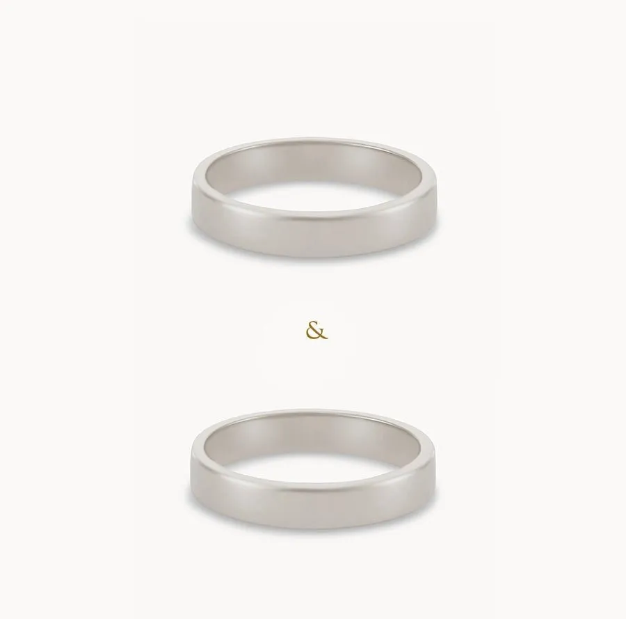 infinity love wedding band set of 2 polished - 14k white gold