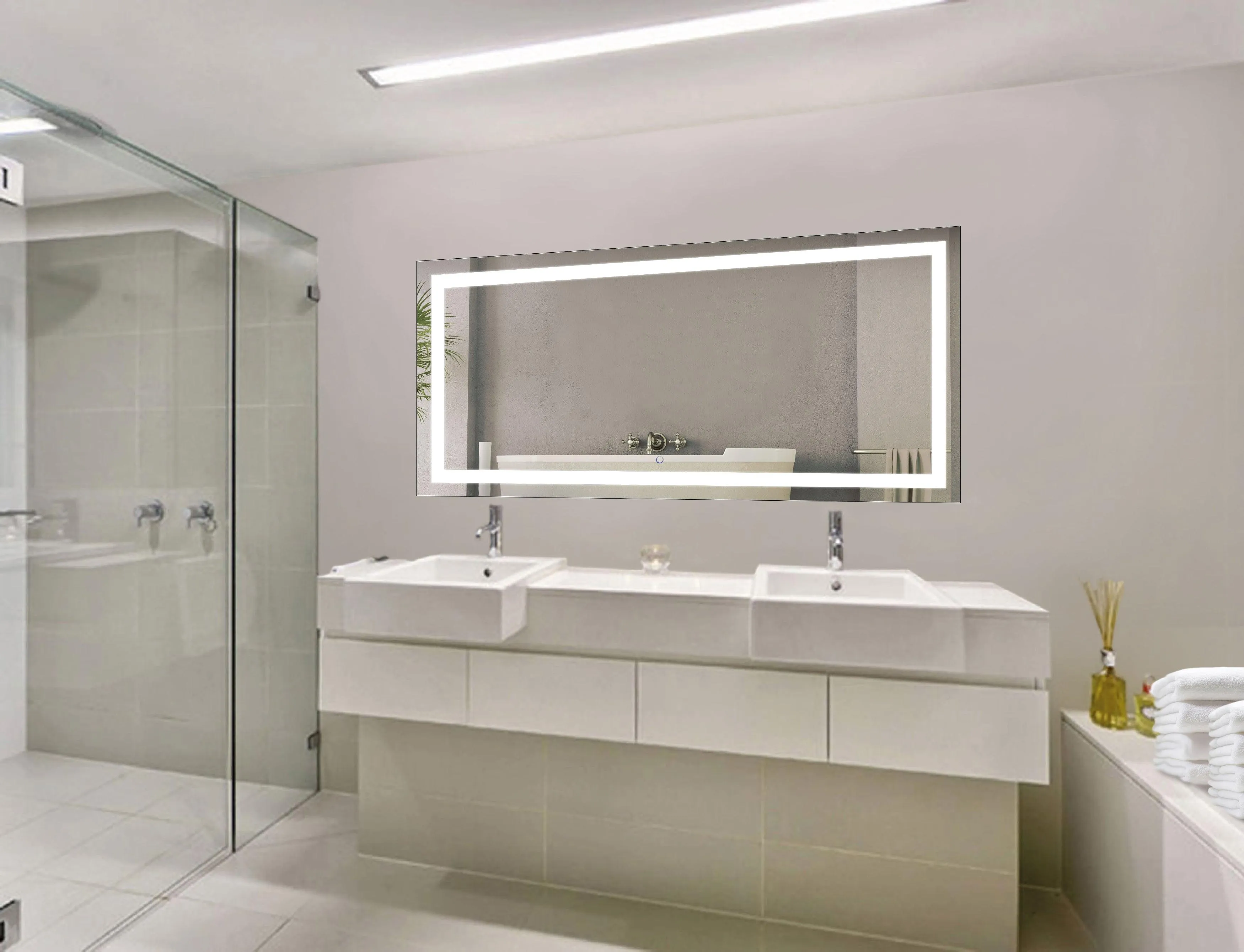 Krugg Icon 60″ X 30″ LED Bathroom Mirror w/ Dimmer & Defogger
