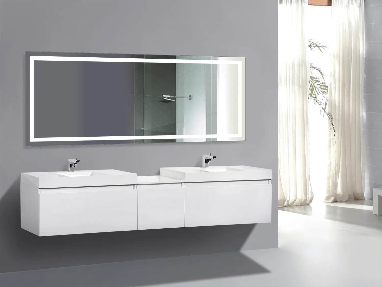 Krugg Icon 72″ X 30″ LED Bathroom Mirror w/ Dimmer & Defogger