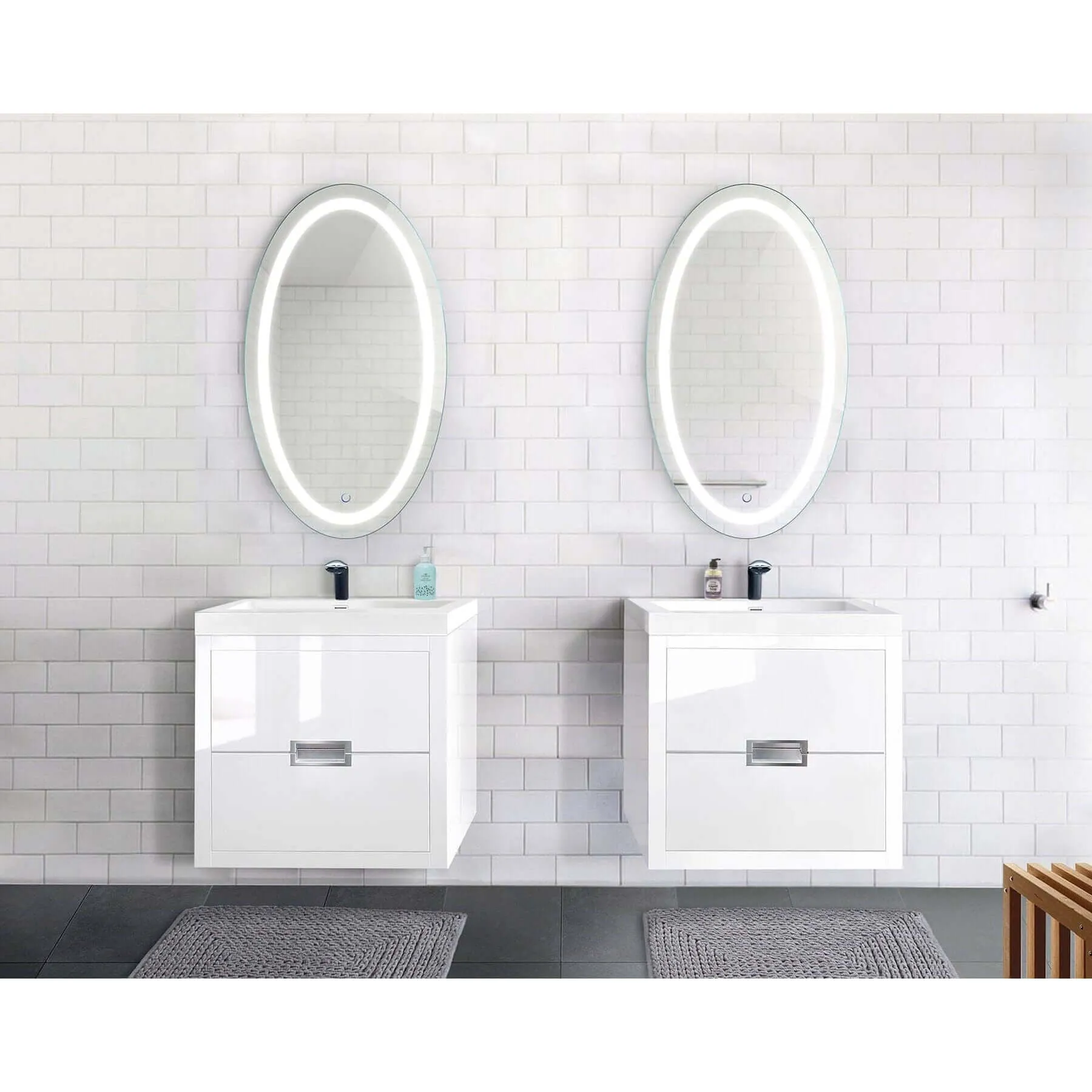 Krugg Icon Oval 24 x 42 LED Bathroom Mirror - Dimmer/Dimmer
