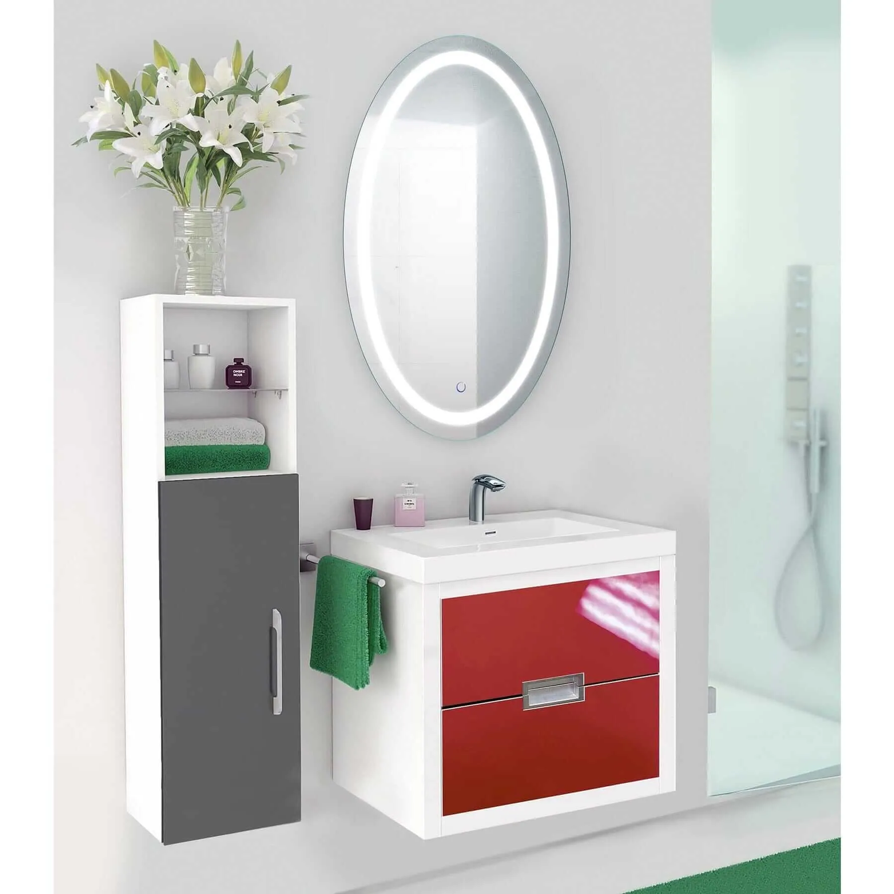 Krugg Icon Oval 24 x 42 LED Bathroom Mirror - Dimmer/Dimmer