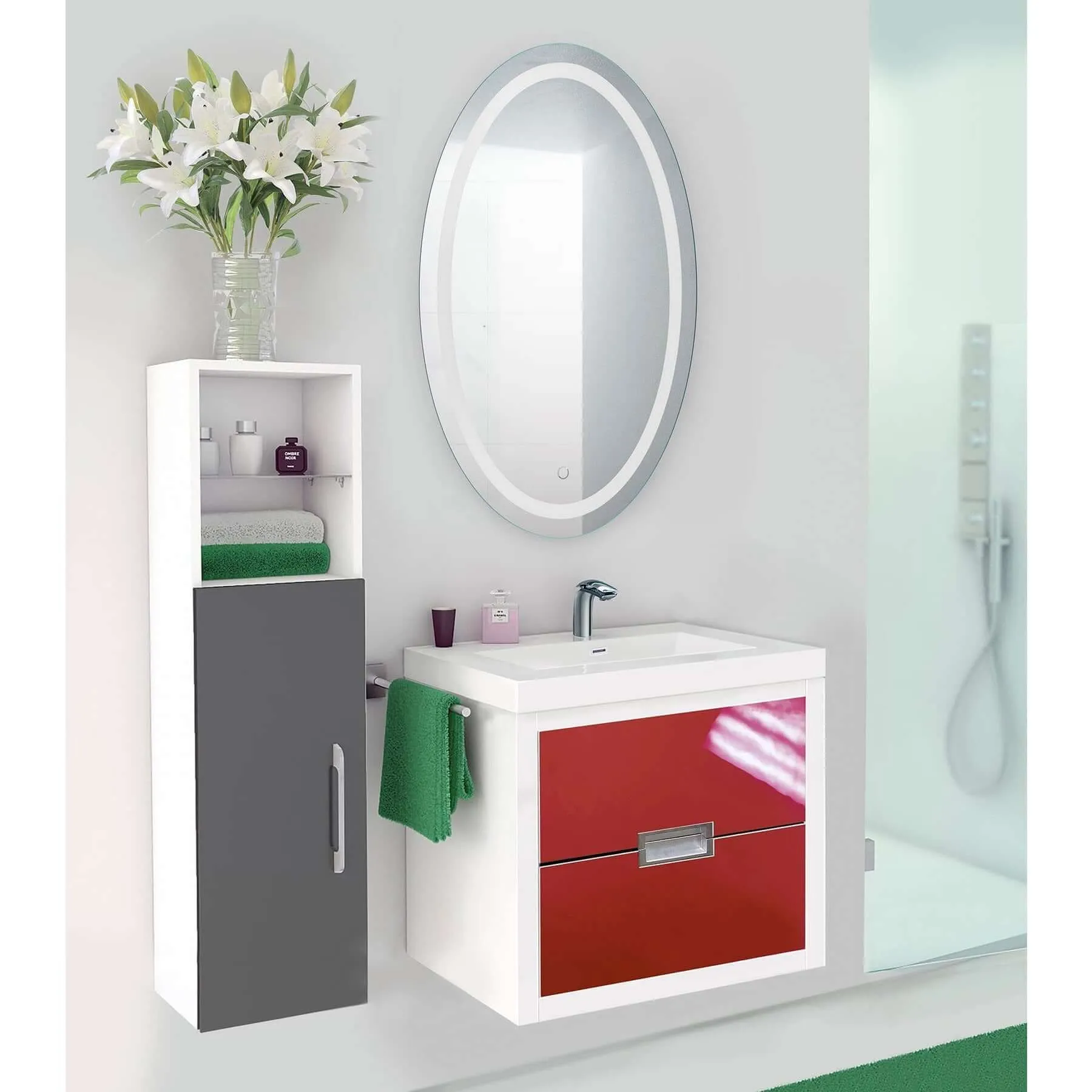 Krugg Icon Oval 24 x 42 LED Bathroom Mirror - Dimmer/Dimmer