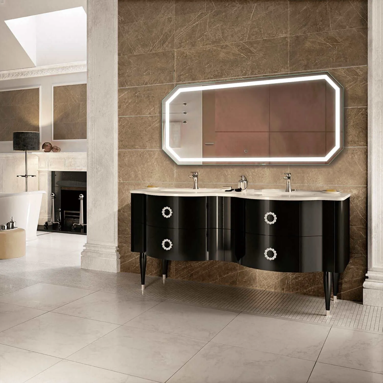 Krugg Tudor 60" x 30" Octagon LED Bathroom Mirror