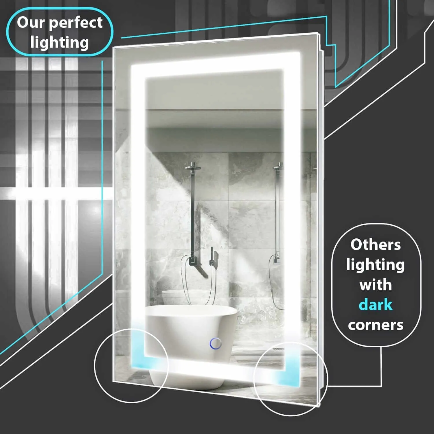 Krugg Tudor 60" x 30" Octagon LED Bathroom Mirror