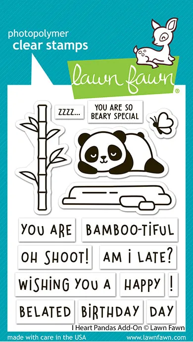 LAWN FAWN: I Heart Pandas Add-on | Stamp, Coloring Stencil & Die Bundle