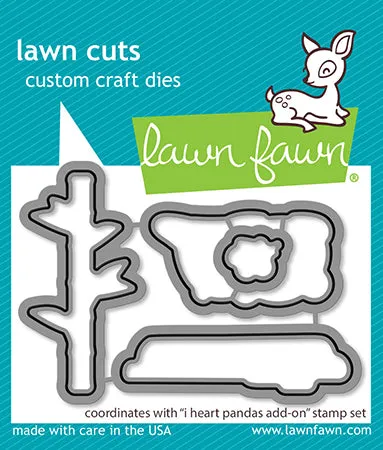 LAWN FAWN: I Heart Pandas Add-on | Stamp, Coloring Stencil & Die Bundle
