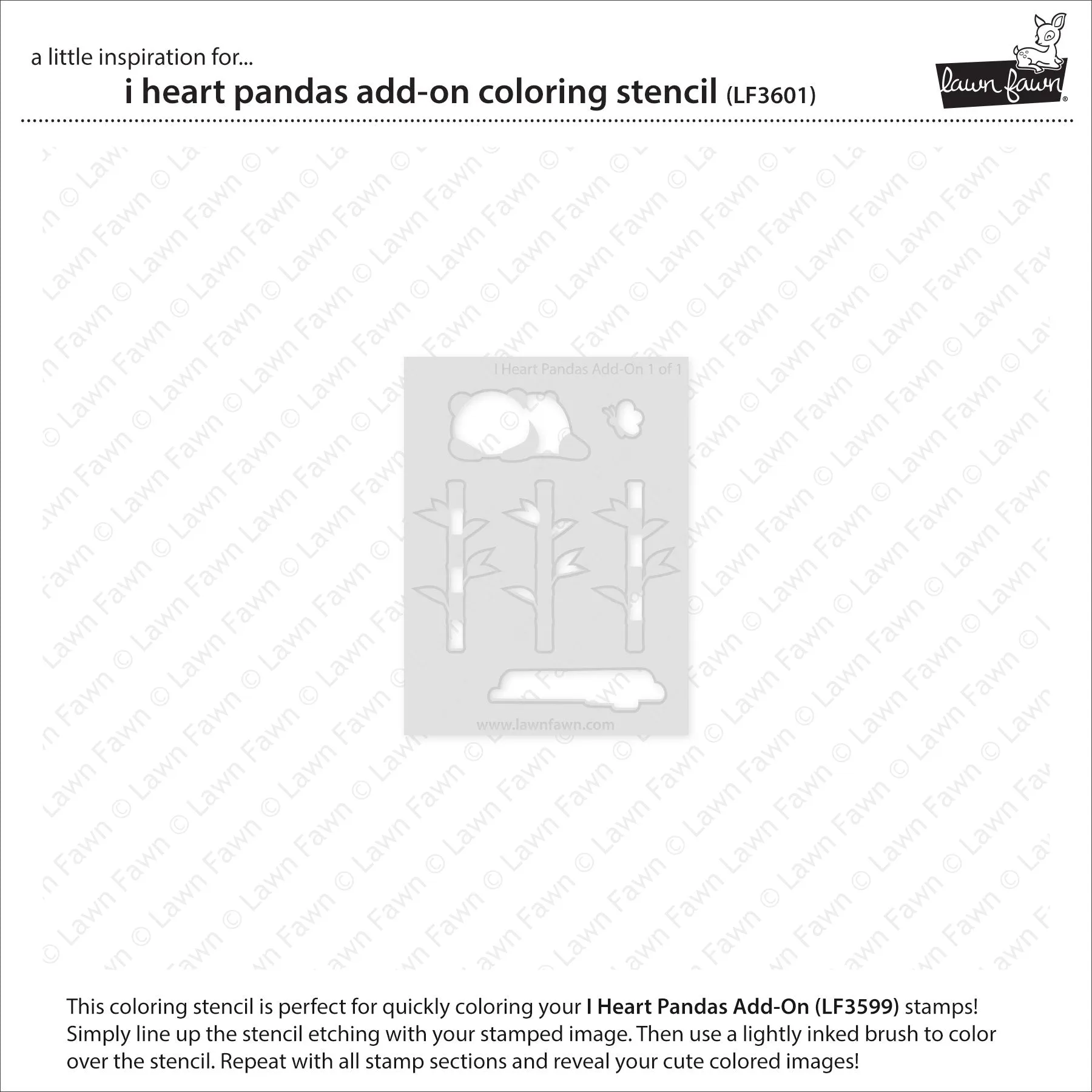 LAWN FAWN: I Heart Pandas Add-on | Stamp, Coloring Stencil & Die Bundle