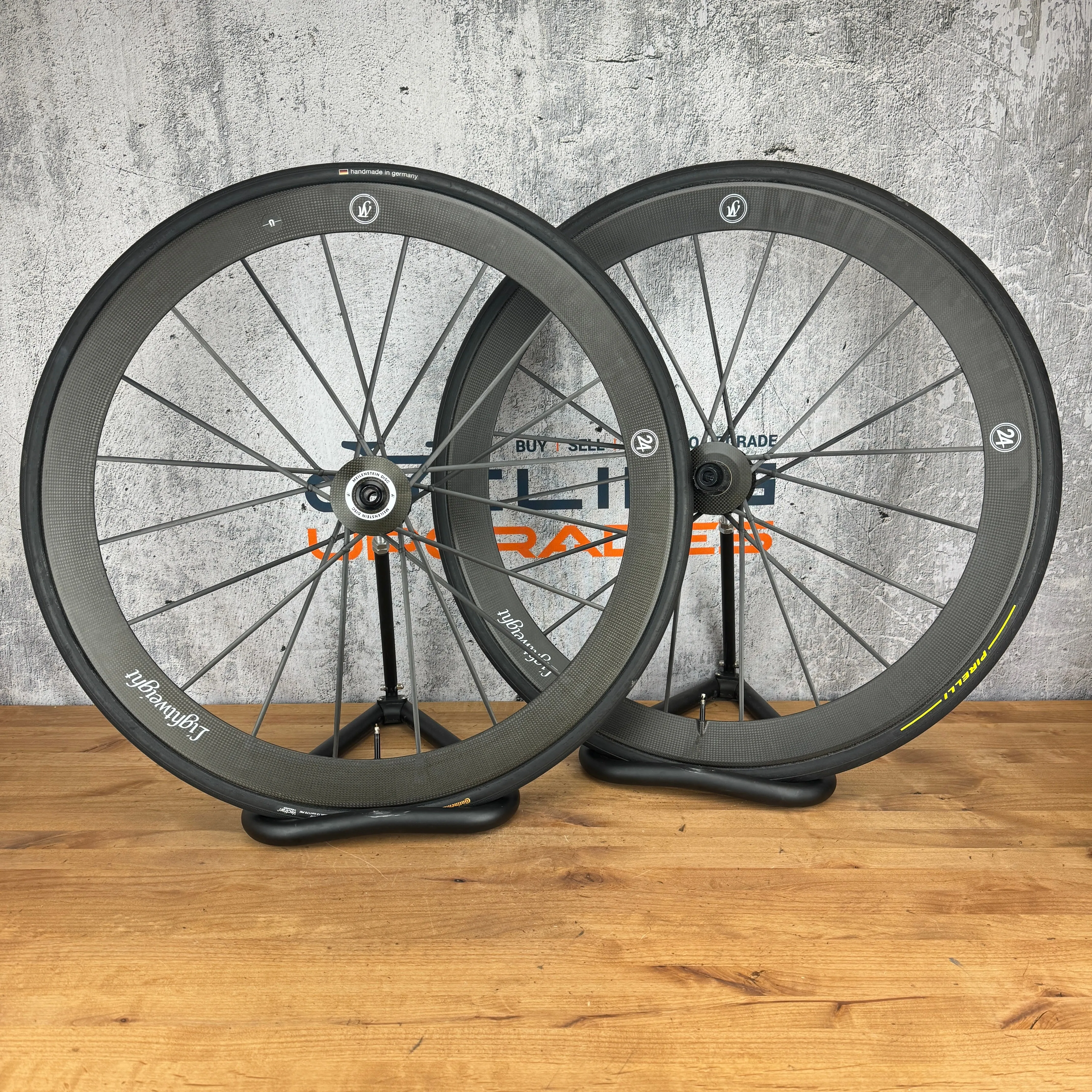 Lightweight Meilenstein T 24D Carbon Tubular Road Bike Disc Wheelset 700c 1250g
