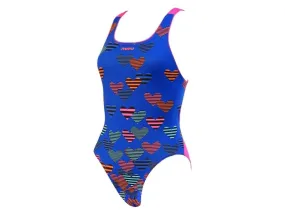 Maru Heartfelt Pacer Girls Swimsuit (Blue/Pink)