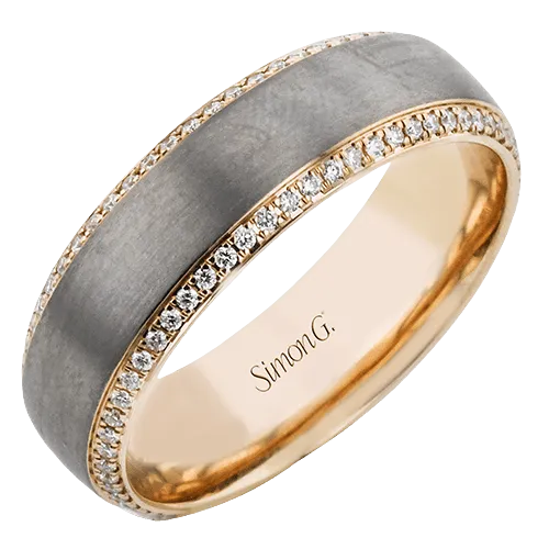 Men's Wedding Band in 14k or 18k Gold with Diamonds