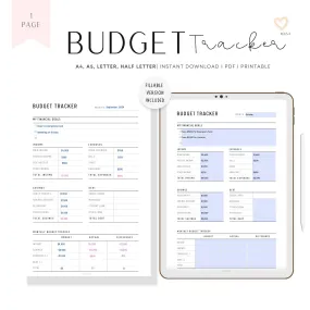 Minimalist Monthly Budget Tracker - M058