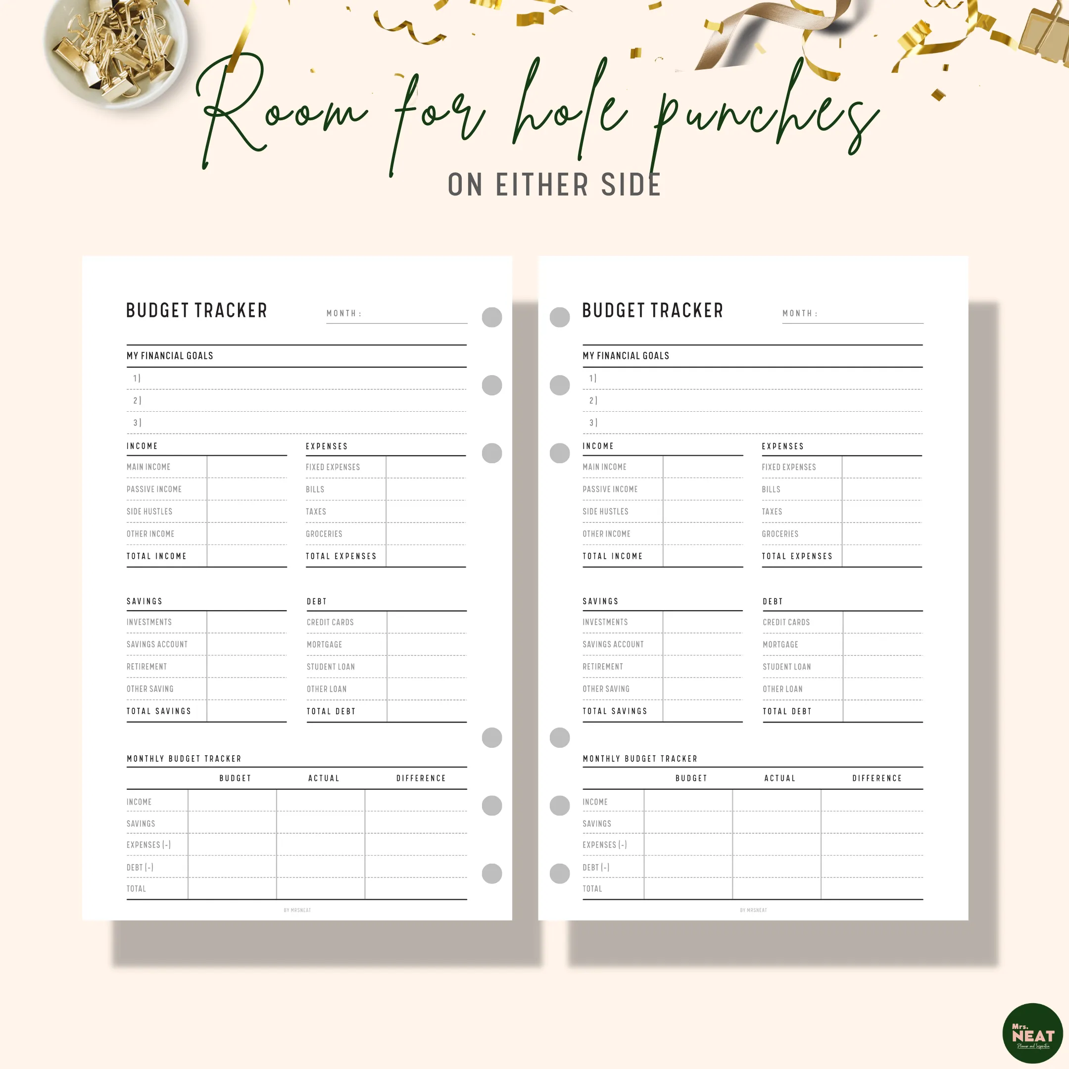 Minimalist Monthly Budget Tracker - M058