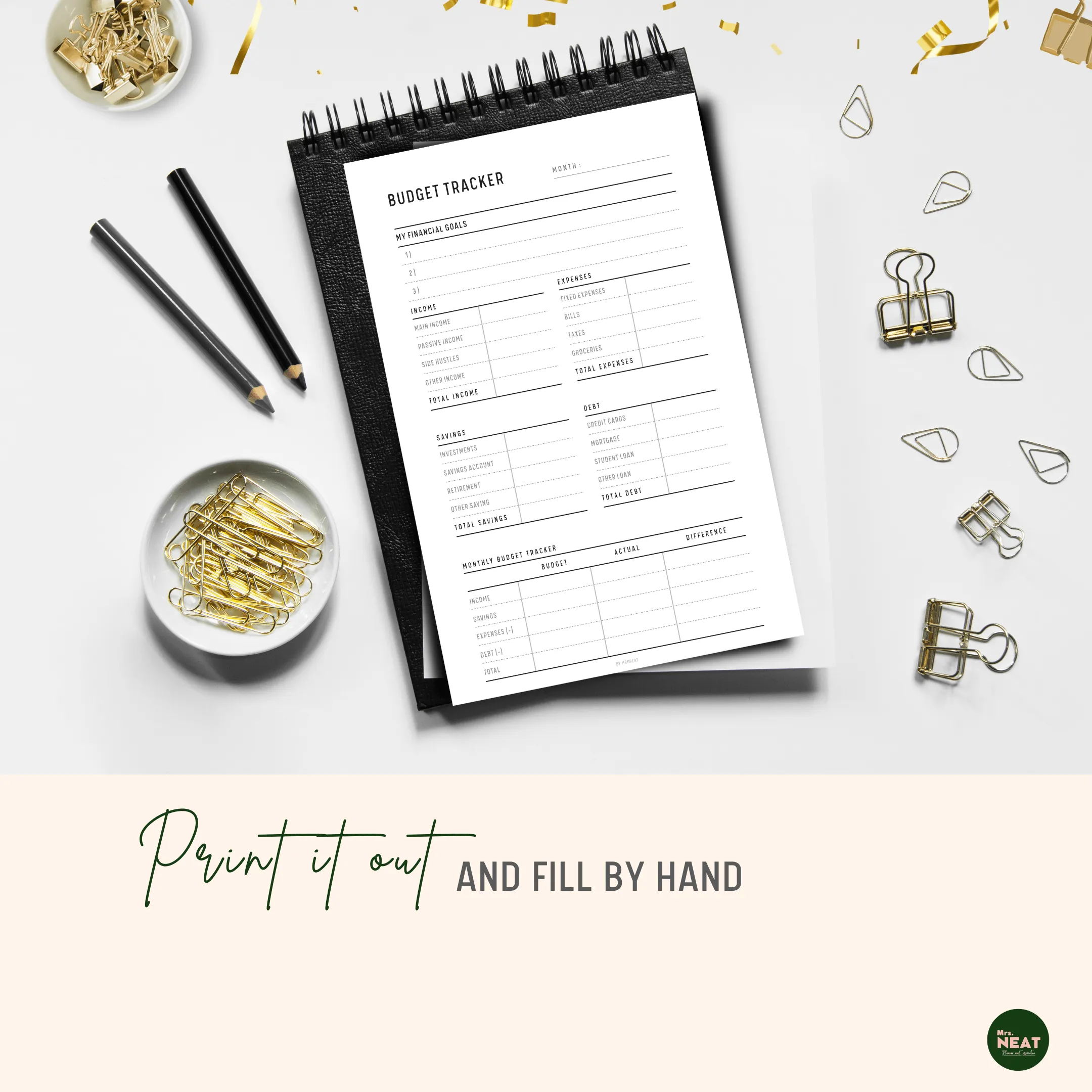 Minimalist Monthly Budget Tracker - M058